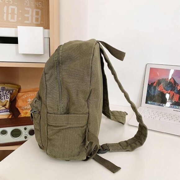 Mini Canvas Backpack for Women Small Travel Purse Vintage Green - Picture 5 of 6